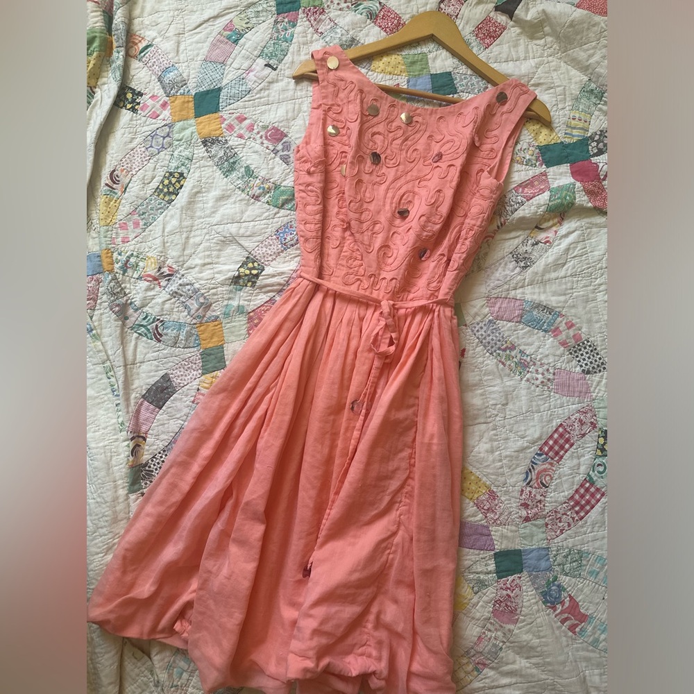 60’s/70’s Mod Mirror Pink Mini Tie Waisted Dress